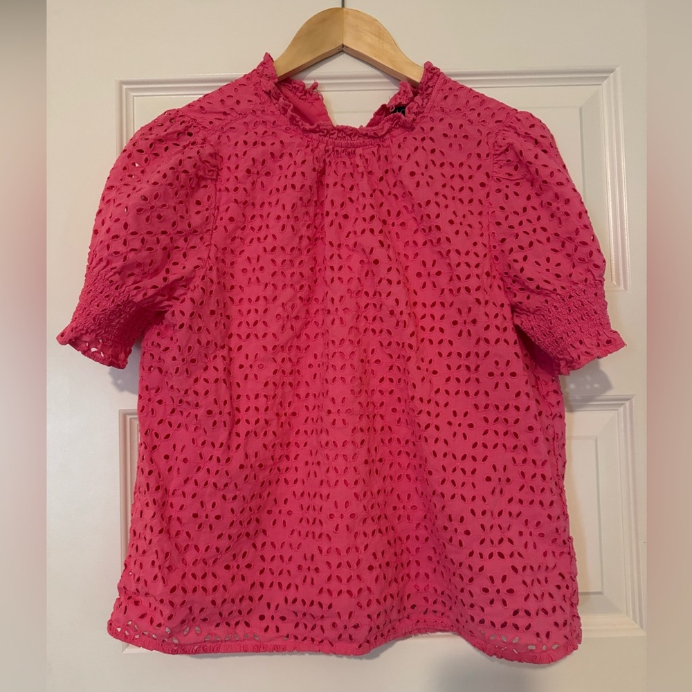 J Crew Pink Eyelet Women's Top